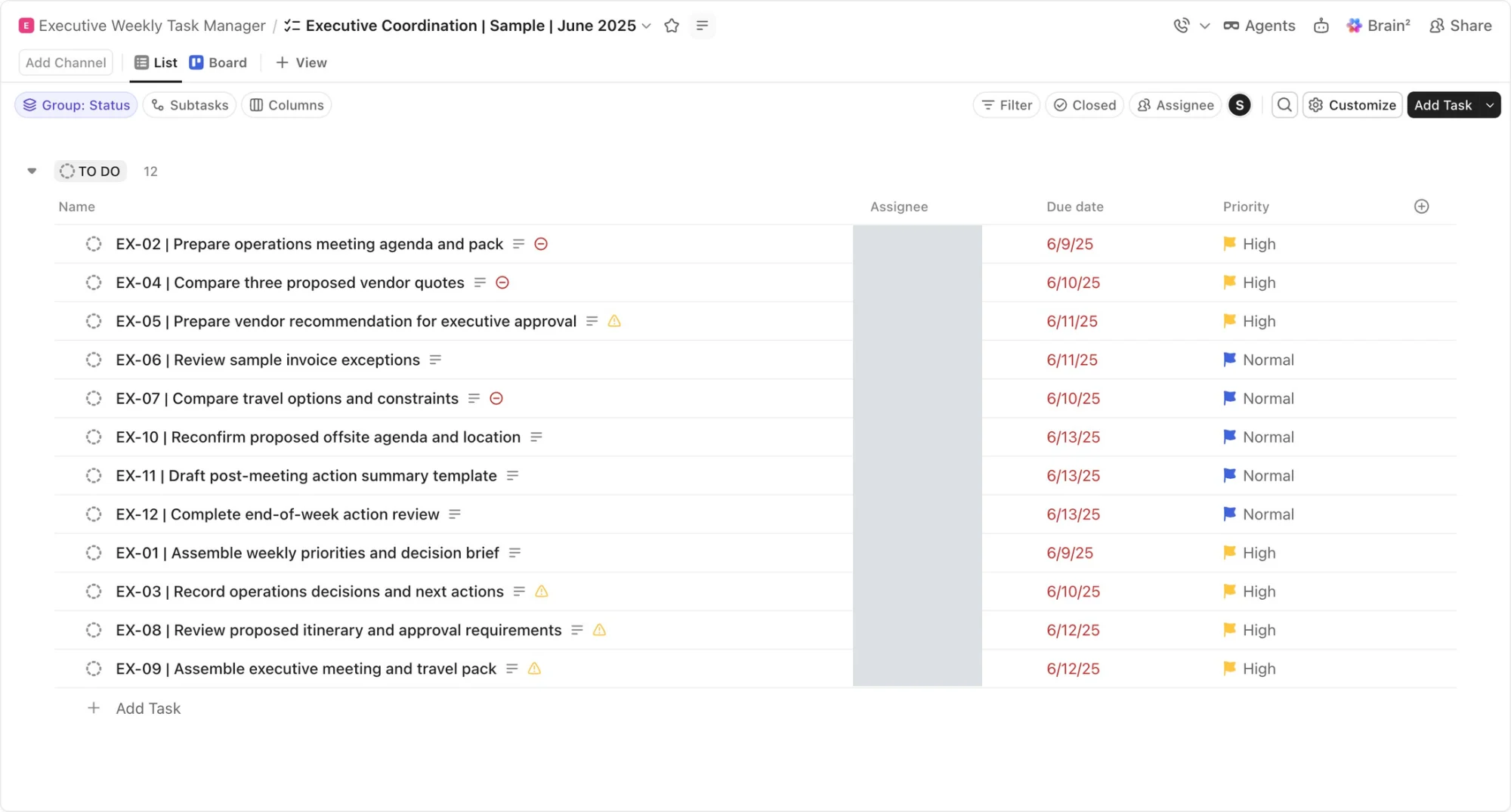 Executive Priorities, Briefings & Action Tracking