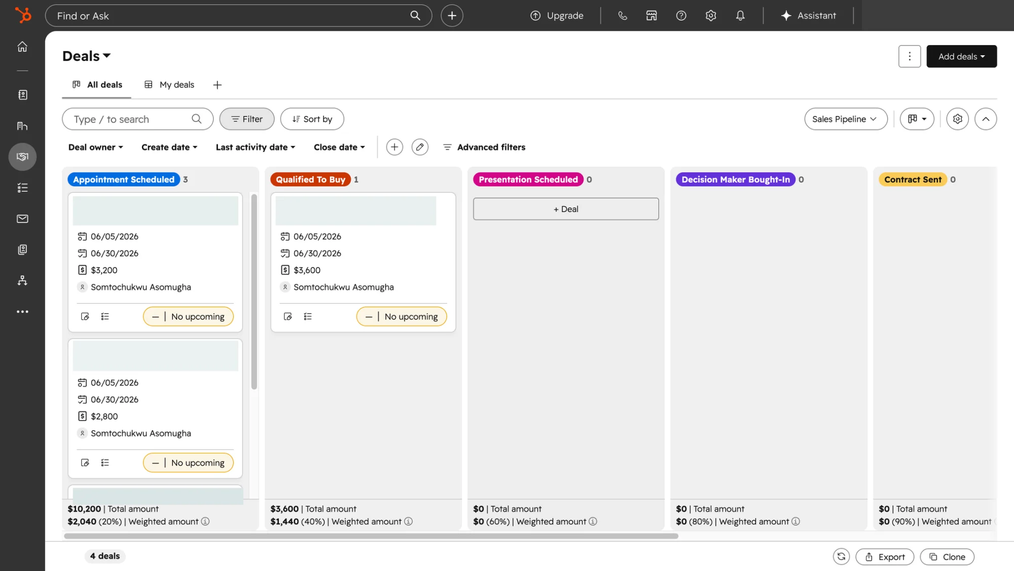 HubSpot CRM & Deal Tracking